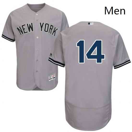 Mens Majestic New York Yankees 14 Brian Roberts Grey Road Flex Base Authentic Collection MLB Jersey